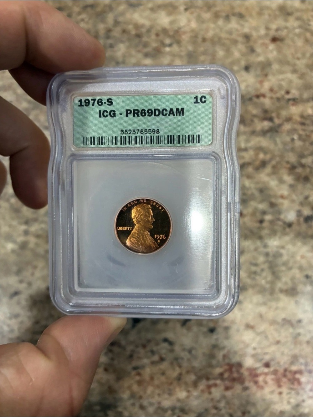 ICG Certified 1976 Lincoln Cent - PR69 Deep Cameo